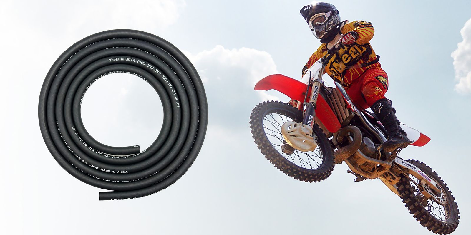 Black rubber fuel line coil